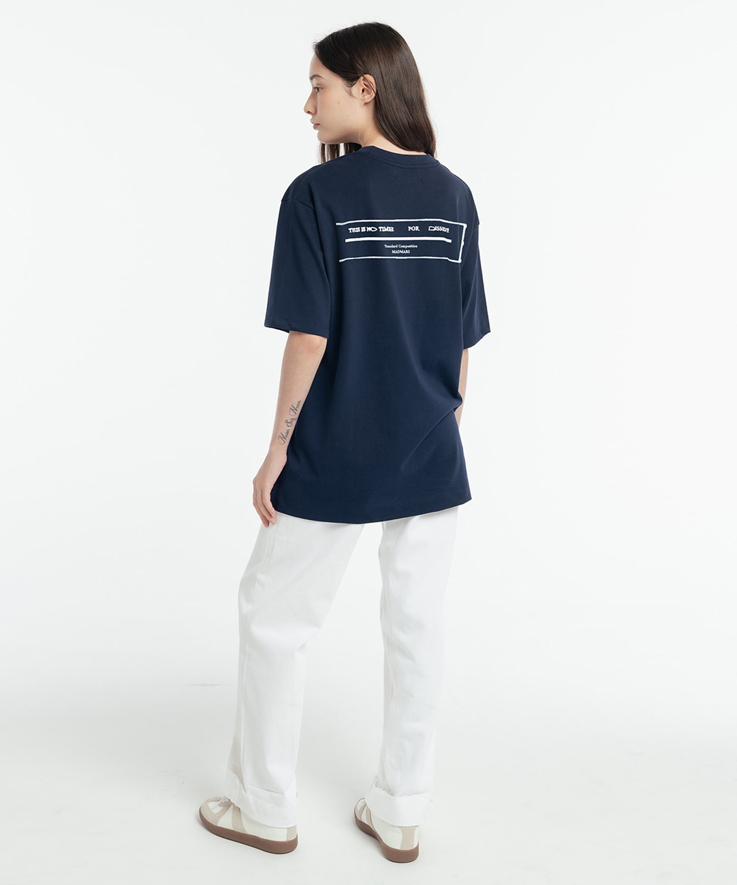 [수피마]over fit wappen point T-shirt navy